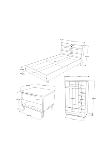 Robin Home Lidya Genç Odası Takımı 3'lü Set Beyaz