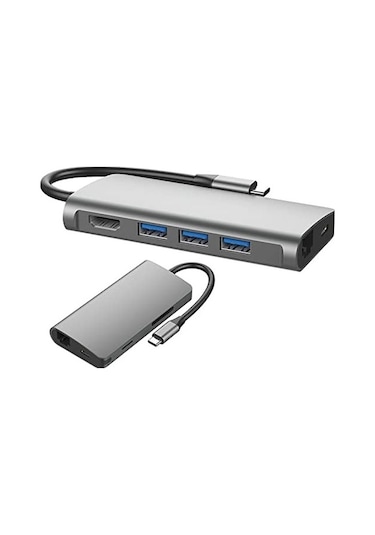 S-Link Swapp Sw-U5205 Gri Metal 7 In 1 3 Port Usb 3.0 Pd Şarj Hd