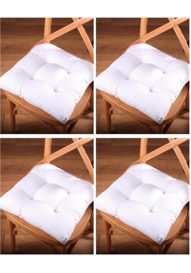 Altınpamuk Altınpamuk 4'Lü Lüx Pofidik Beyaz Sandalye Minderi Özel Dikişli B