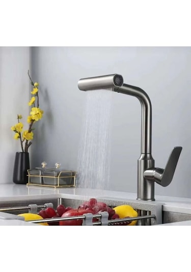 Boheme Fleko Çok Modlu Spiralli Mutfak Evye Bataryası Şelale Yağmurlama Fonksiyonel Antrasit