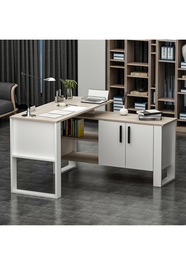 Ares Çalışma Masası Ofis Masası Bilgisayar Masası Beyaz - Alize Beyaz