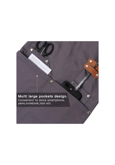 Şef Önlüğü, Erkekler Kadınlar İçin Ayarlanabilir Askılı Çapraz Sırtlı Önlük Gri, Diğer