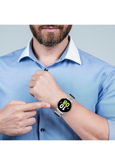 Tongxida Samsung Galaxy Uyumlu İzle 5 Pro 45mm / İzle 5 44mm / 40mm Hızlı Serbest Bırakma Konnektörlü Hakiki İnek Deri Kayış İçin Wat