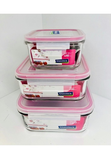 Glasslock Kare 3Lü Saklama Kabı