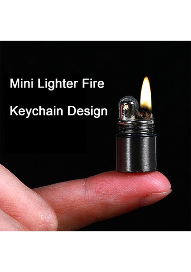 Wezone Mini Metal Kerosene Çakmak - Dayanıklı Konstruksiyon, Yakıt Kaybı Önleyici, Anahtar Zinciri İle Kolay Taşıma - Gümüş Renk Gümüş