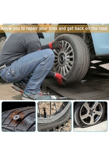 Mufunye 32 Parça Lastik Tamir Kiti, Pro Tools Plus Kendiliğinden Vulkanizasyon Yapan İçsiz Uçlar, Matkap Uçlu Lastik Tamir Kiti, Araba Lastiği Delinmesi İçin Lastik Tamir Kiti