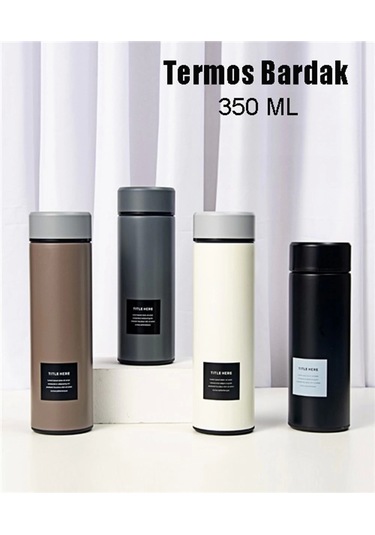 Paslanmaz Çelik Termos Su Şişesi 350ml Vakumlu Kapak Gri İthal Ürün Gri