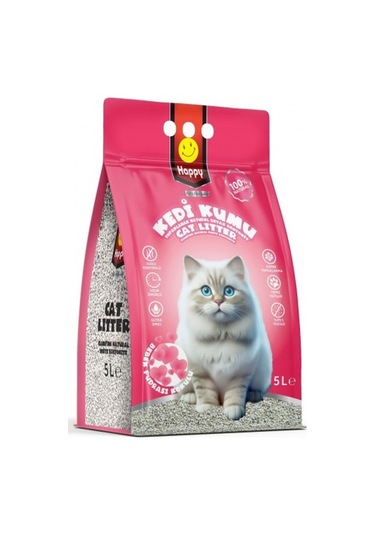 Happy Topaklanan Bentonit Bebek Pudralı Kedi Kumu 5 L