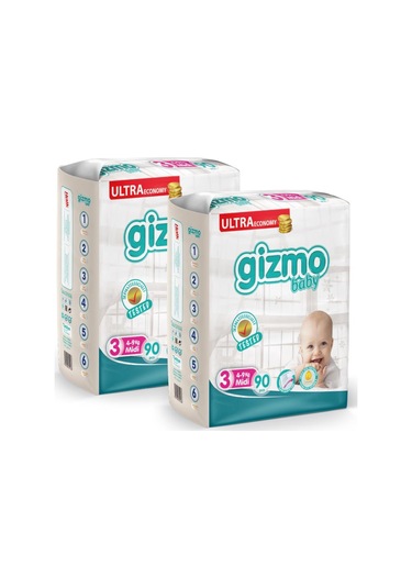 Gizmo Bebek Bezi Ultra Eco Paket 3 Numara Midi 180 Adet 3 Numara
