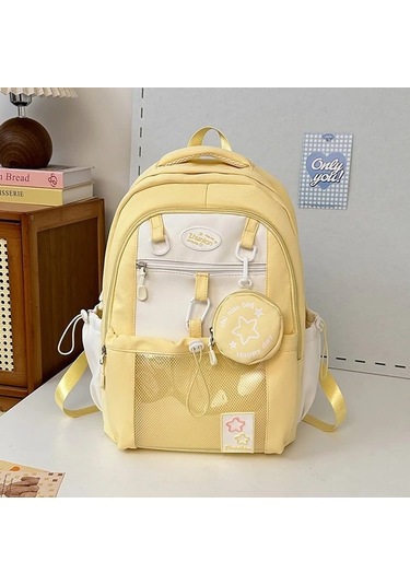 Honeybeeshop Pembe Renkli Kapasiteli Naylon Okul Sırt Çantası Fermuarlı Ve Aksesuarlı Pembe