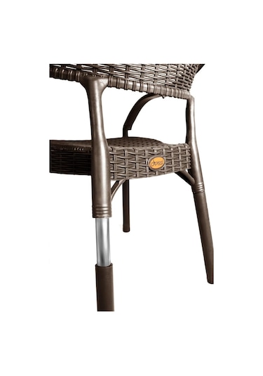 6 Adet Bambu Rattan Kollu Sandalye Koltuk Kahve Kahverengi