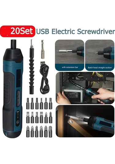 20 Adet Ayarlanabilir Torklu, 1300mah Şarj Edilebilir Pil İle Çok Yönlü Takımların Ayrılması Ve Tamir İşleri İçin Kompakt Kablosuz Elektrikli Tornavida