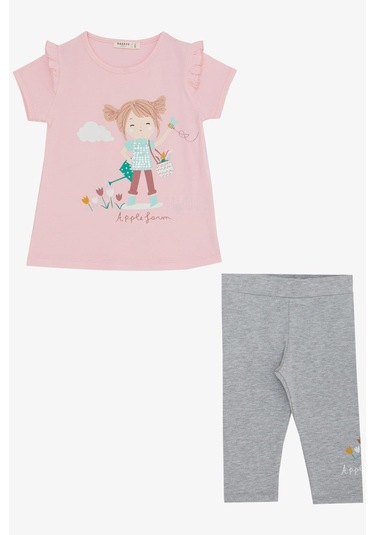 Breeze Kız Çocuk Kapri Taytlı Takım Çifti Kız Baskılı 1-4 Yaş, Pembe-pembe Pembe