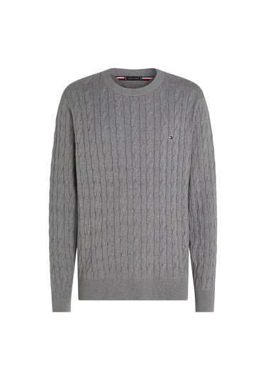 Erkek Classıc Cotton Cable Crew Neck Kazak-gri Medium Grey Heather Erkek Classıc Cotton Cable Crew Neck Kazak-gri Medium Grey Heather