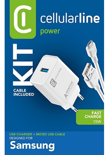 Cellular Line Beyaz Micro Usb Seyahat Şarjı 15w Kablo+adaptör