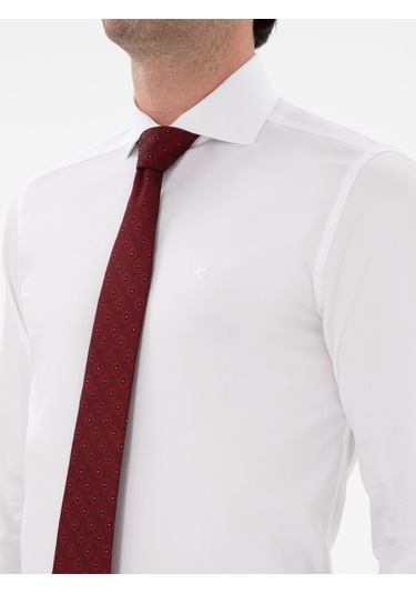 Cacharel Beyaz Slim Fit İtalyan Yaka Klasik Gömlek