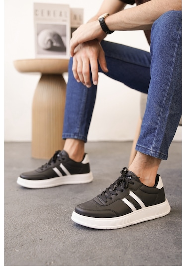 Daxors D0163 Günlük Ortopedik Erkek Sneaker Spor Ayakkabı Siyah-beyaz