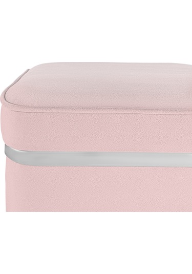 Zengo Silver Twin Line Kare Puf -pembe Kumaş, Dekoratif Makyaj Masası Pufu-modern Style