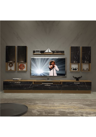 Decoraktiv Trendstyle 8da Mdf Tv Ünitesi Tv Sehpası Pera - Siyah Mermer