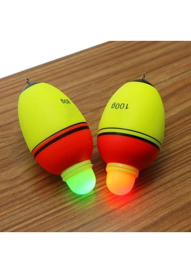 1 Adet Çift Optik Değişim Gece Led Elektronik Işıklı Deniz Balıkçılığı Şamandıra Uzun Atış Sürüklenme Çubuk Durdurucu Yüzen Işık 60g