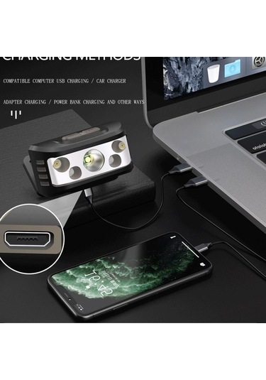 Novahub Led Far Dahili Pil Yüksek Kaliteli Xp-g Q5 Sensör Başkanı El Feneri Lambası Far Beyaz Lamba Kırmızı Yayan Renkli Işık Çok Renkli Çok Renkli