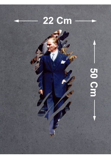 Büyük Atatürk Mustafa Kemal Atatürk Sticker - Araba Oto Motosiklet Karavan Sticker - 00322 50x22 Cm