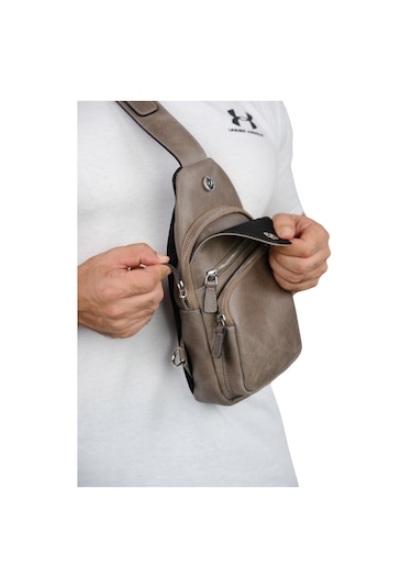 Mft Leather Hakiki Deri Unisex Çapraz Çanta Baggy 6981 Tiguan Gri