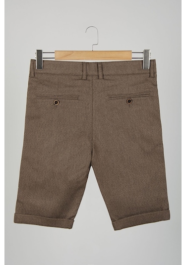 Terapi Men Erkek Koyu Kahverengi Slim Fit Keten Şort Çokrenkli