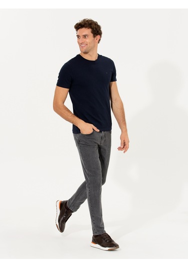 Lacivert Bisiklet Yaka Slim Fit Basic T-shirt