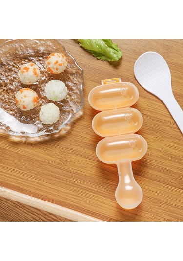 Pirinç Topu Çalkalayıcı Kendin Yap Pirinç Topu Yapıcı Çalkalayıcılar Öğle Yemeği Yapıcı Kalıp Onigiri Kalıbı Suşi Köfte 3 Eşit Top Şeklinde Mutfak Aletleri Pirinç Turuncu