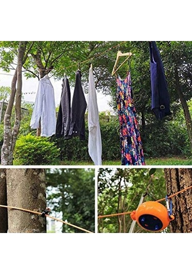 Ulzyvf Katlanabilir Seyahat İpi - Çamaşır Asma, Kamp İçin Pratik Turuncu