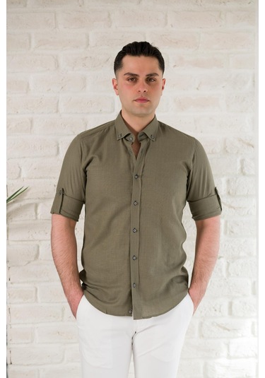 Advante Yaka Düğmeli Dokulu Slimfit Erkek Gömlek 001
