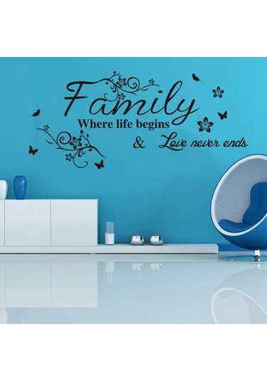 Hombey Siyah Pvc Çiçekli Sarma Duvar Sticker, Su Geçirmez, Kolay Uygulama, 57x28cm, Odalar İçin Dıy Dekorasyon