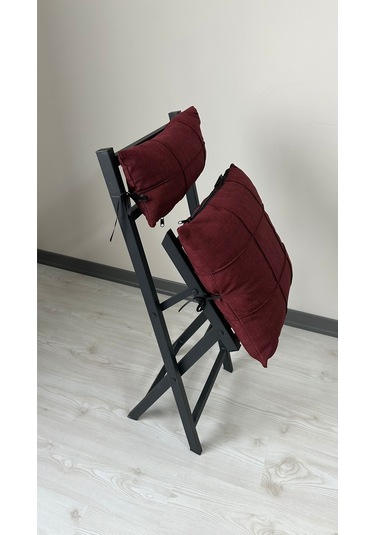 Modern Style Home Balkon Bahçe Mutfak 3'lü Bistro Set Katlanır 2 Sandalye 1 Masa Bordo