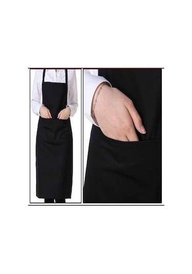 Turuncu Cepli Önlük Kalınlaştırılmış Pamuk Polyester Karışımı Yemek Pişirme Mutfağı Restoranı