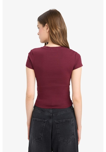 Defacto Coool Fitted Ribana Kısa Kollu Tişört E0288ax25aubr98 Bordo Defacto Coool Fitted Ribana Kısa Kollu Tişört E0288ax25aubr98 Bordo