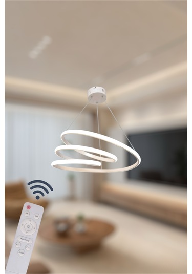 Ey Shop Space Model 3 Renk Kumandalı Beyaz&sarı&günışığı Led Avize Beyaz