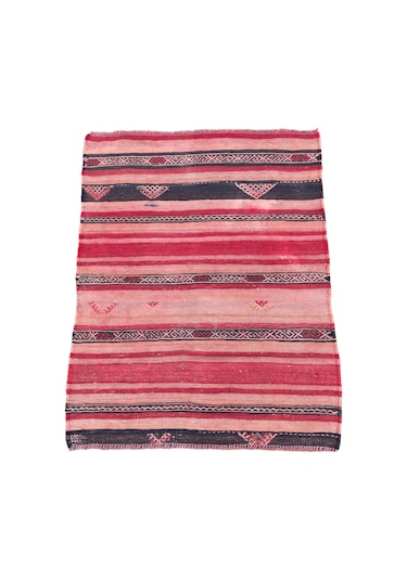 El Dokuma Kilim 85x105 Kırmızı İnce %100 Yün Kilim