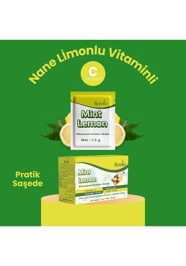 Fibrelle Nane Limon Aromalı Toz İçecek 1,5 G Saşe 40 Adet 60 G