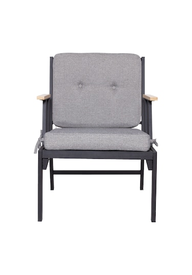 Koza Home Mist Gri Tek Kişilik Bahçe Koltuğu Siyah İskelet 6003 Gri