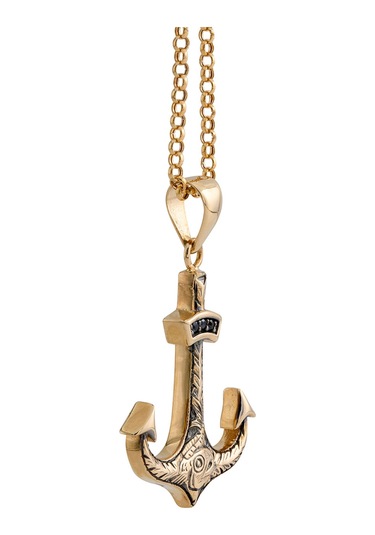 14 Ayar Altın El Yapımı Taşlı Tasarım Çapa Kolye