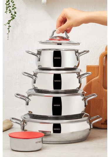 Karaca  Emirgan Xl İndüksiyon Tabanlı 10 Parça Saklama Kaplı Çelik Tencere Seti