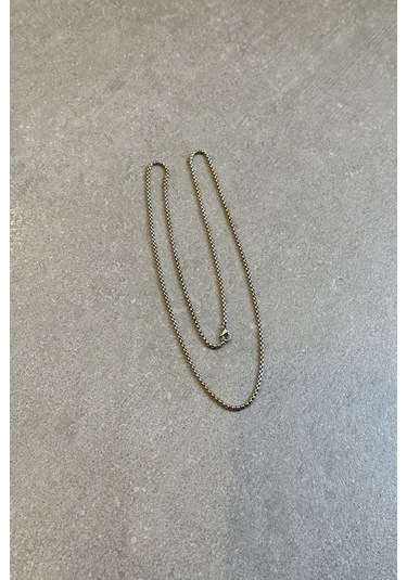 Örgü Model Şık Tasarım Silver Gold Renk Gümüş Ve Altın Renk 316l Çelik Zincir Kolye 65cm Altın - Gümüş