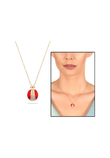 Zirkon Taşlı Kırmızı Mineli Uğur Böceği Tasarım 925 Ayar Kadın Ko (475778082)