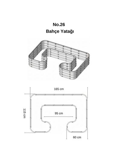 Modüler Yükseltilmiş Bahçe Sebze Yatağı No:26 165x110 Gri