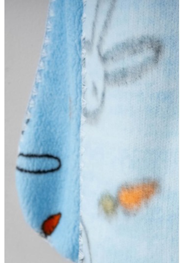 Bebitof Sevimli Tavşan Desenli Peluş Battaniye Bbtf.mv.95077 Mavi