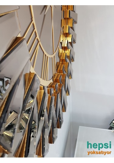 Güneş Gold Bronze Altın Bronz 85 Cm Dekoratif Aynalı Duvar Saati