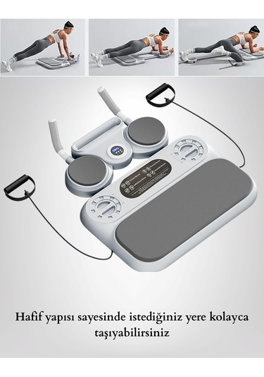 Ev Tipi Tekerlekli Pilates & Fitness Egzersiz Istasyonu Şınav, Mekik, Direnç Bandı, Spor Aleti