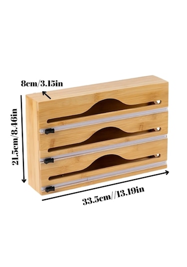 Bambu Streç Film Ve Folyo Kesici Pratik, Dayanıklı Ve Şık Mutfak Düzenleyici 33 21.5 8 Cm Bambu