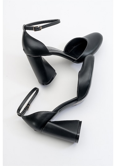 Luvishoes Oslo Siyah Cilt Kadın Topuklu Ayakkabı Sıyah Cılt